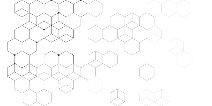 Vibrant technology hexagonal grid pattern. Futuristic tech concept with hexagon cells. Design for wallpaper, presentation, cover and packaging.