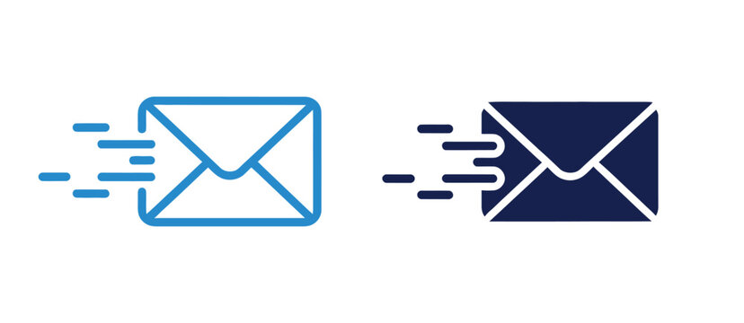 Rapid email message send icon set design, glyph solid symbols in editable modern style for clipart, stickers, digital communication, and interface graphics.