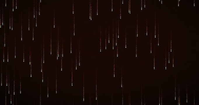 Hexadecimal code symbols cascade down in a vibrant amber terminal animation with a soft neon glow.