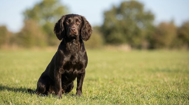 A Beautiful and Alert Working Cocker Spaniel Dog Captured in a Portrait That Highlights Its Intelligent Expression Sleek Coat and Energetic Breed Characteristics working cocker spaniel dog working