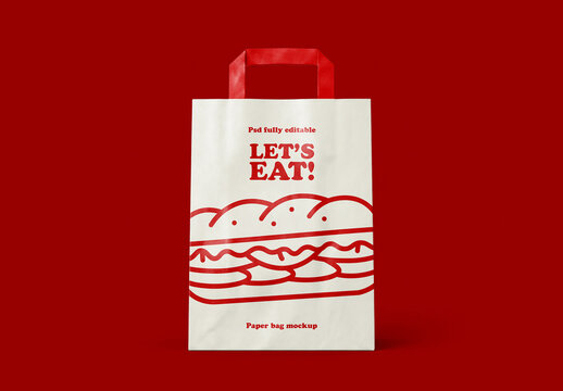 Paper Bag Mockup On Solid Background