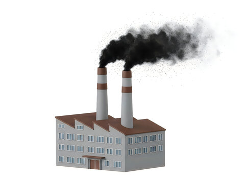 Smoke emitting from a factory chimney with brick wall