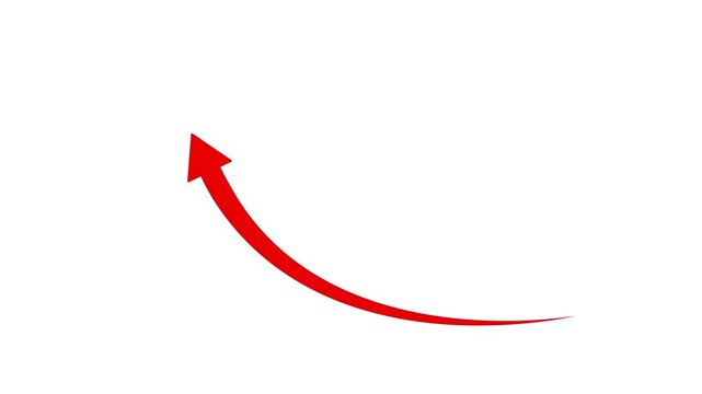 Red arrow rising. Motion graphics of business arrow icon concept 4k with alpha channel.