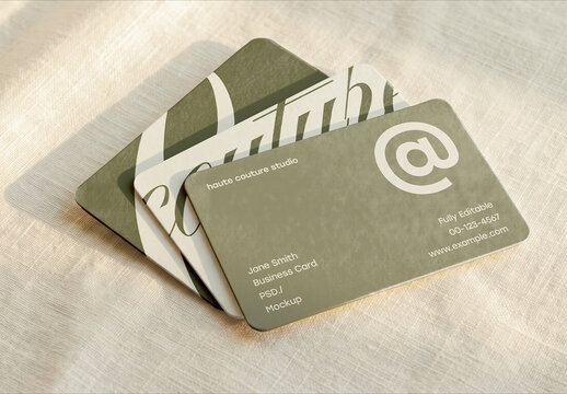 Business Card Mockup On Linen Fabric