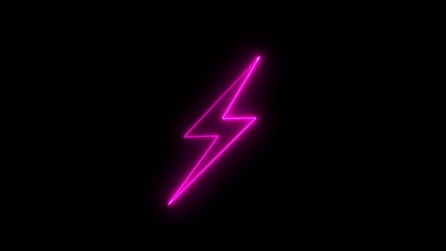 neon sign of lightning bolt. Concept of lightning, thunder electricity. on alpha transparent background