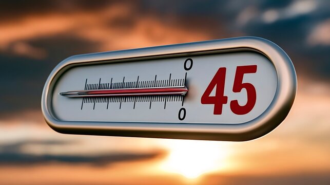 Thermometer showing high temperature indicating global warming heatwave