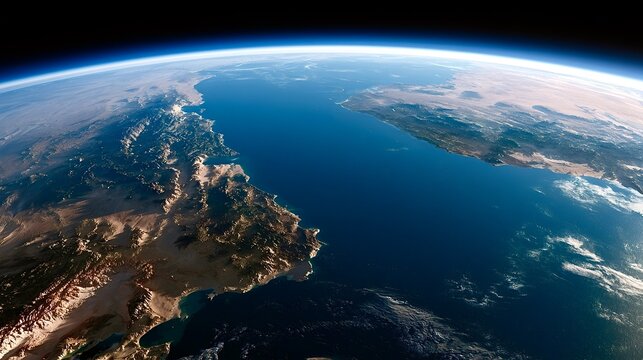 Earth orbiting view showing red sea and sinai peninsula