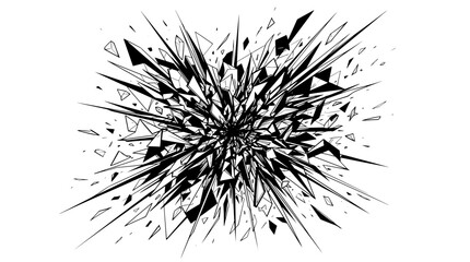 Fototapeta premium Abstract geometric explosion vector with sharp shards and dynamic shattering fragments