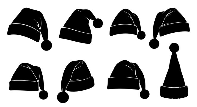 Assorted festive santa hats vector icons