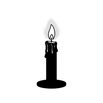 Black lit candle with flame icon