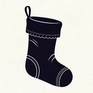 Black decorative christmas stocking with lace trim