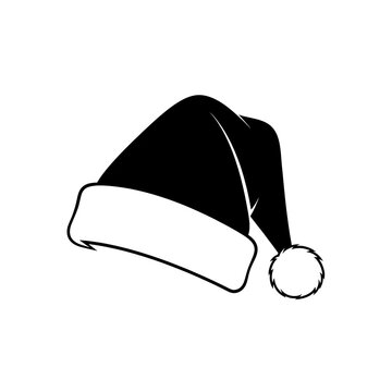 Black santa hat silhouette vector icon