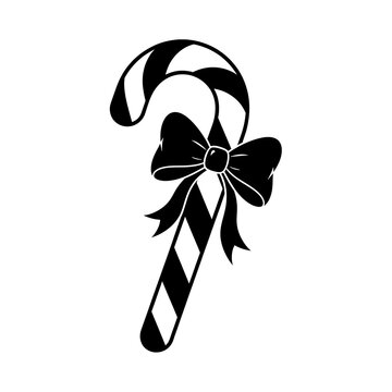Candy cane with decorative black ribbon bow