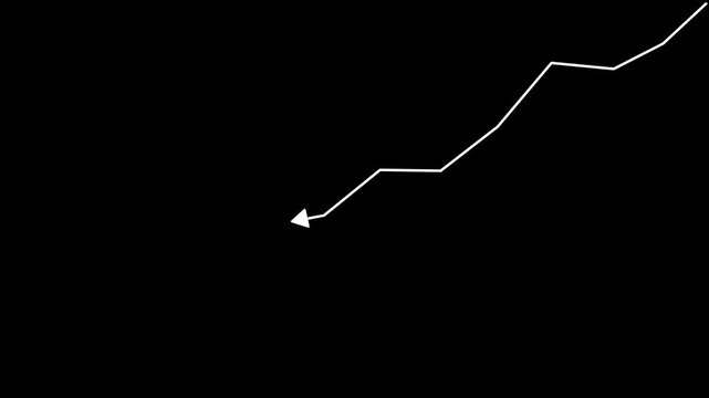 Chart arrow still goes down seamless loop. white  Graph falling down fast. Business cartoon animation on transparent background 4k animation with alpha.