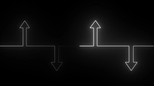 A minimalist 4K video showing a glowing white neon sound wave with directional pulse arrows on a solid black background, resembling the classic electronic music aesthetic of Disclosure's logo.