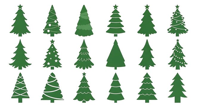 Decorative christmas trees collection illustration