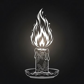 Flame burning on decorative holiday candle