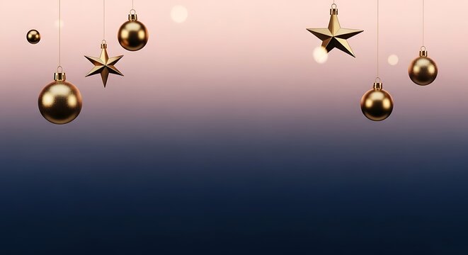 Floating gold holiday ornaments and stars