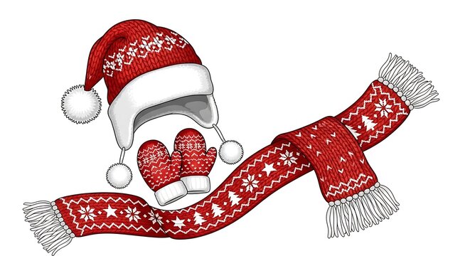 Santa hat and scarf holiday accessories set