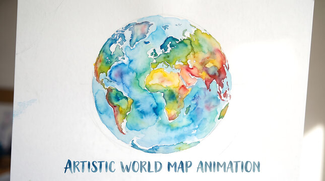 Beautiful watercolor painting of planet Earth on a white paper background