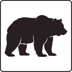 Naklejka premium Grizzly bear silhouette, black wild animal icon, forest predator vector