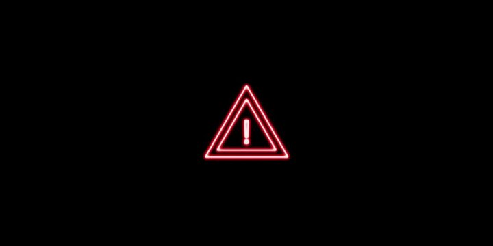 Red alert warning sign icon isolated on black backdrop overlay