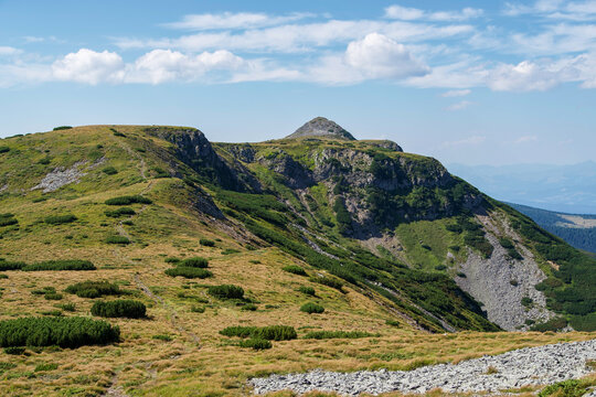 mountain landscape with blue sky, Pietrosul Calimanilor, Calimani Mountains, Romania 