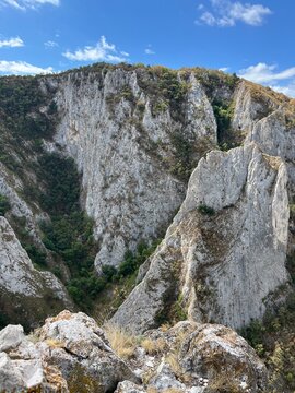 mountain landscape with blue sky, Via Ferrata Sky Fly, Trascau Mountains, Romania 