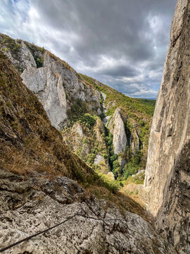 mountain landscape, Via Ferrata Sky Fly, Turzii Gorges, Trascau Mountains, Romania 