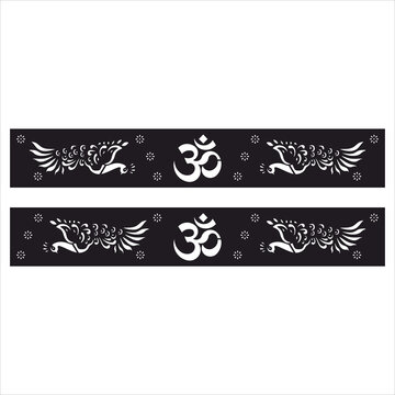 Decorative Hindu Om and Peacock CNC Vector Pattern