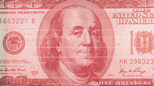 Currency image with security elements. Cryptic bill image showing security features. Close examination of currency with stress on security protocols and visual imperfections