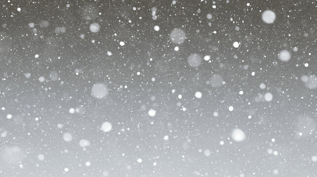Falling snow and bokeh lights overlay texture. Abstract winter snowfall background with blurred snowflakes for holiday design