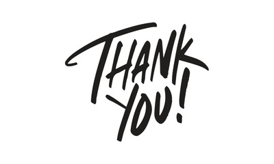Naklejka premium Thank You Bold Hand Lettered Brush Typography with Energetic Marker Style