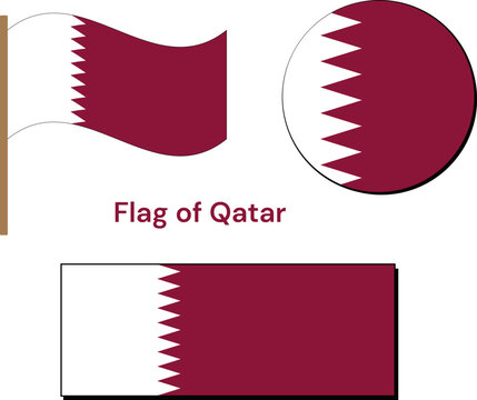Digital graphics collection showing multiple styles of the flag of qatar