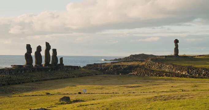Moai in Ahu Tahai, Hanga Roa, Easter Island