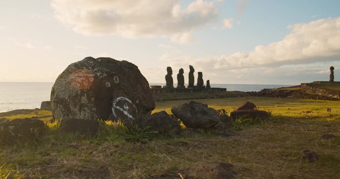 Moai in Ahu Tahai, Hanga Roa, Easter Island