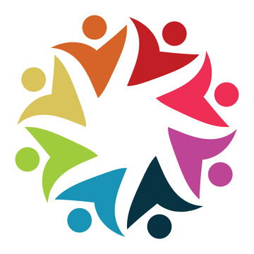 Colorful Abstract People Icons Creating Unity and Diversity Symbol Design