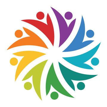 Colorful Diverse People Symbol in Circular Arrangement Promoting Unity and Inclusion