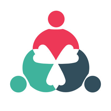 Colorful Abstract Shapes Representing Teamwork and Collaboration in Design