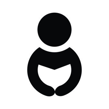 Minimalist Icon of a Person Holding a Book in Black and White Design