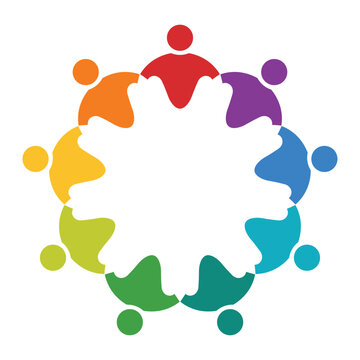 Group of Colorful People in Circle Representing Unity and Collaboration