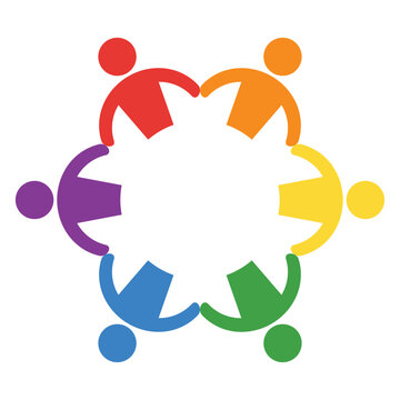 Colorful Circle of Collaborative People Representing Unity and Diversity