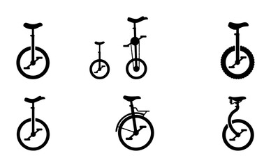 Unicycle Icons Set, Single Wheel Bicycle Graphics, Circus Sport Equipment Vector Collection © Dev