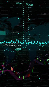 Animation of financial data processing over world map