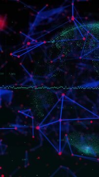 Animation of data processing and networks of connections over globe