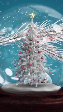 Animation of snow falling over christmas snow ball