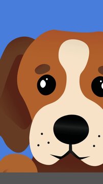 Animation of dog appearing on blue background