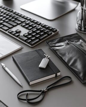 Office Onboarding Kit with Notebook, Keyboard, Lanyard, and Accessory Pouch