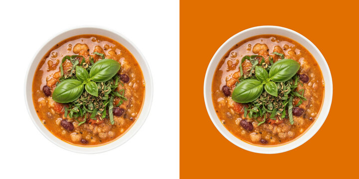 Healthy Vegetable Bean Soup with Basil Garnish transparent png