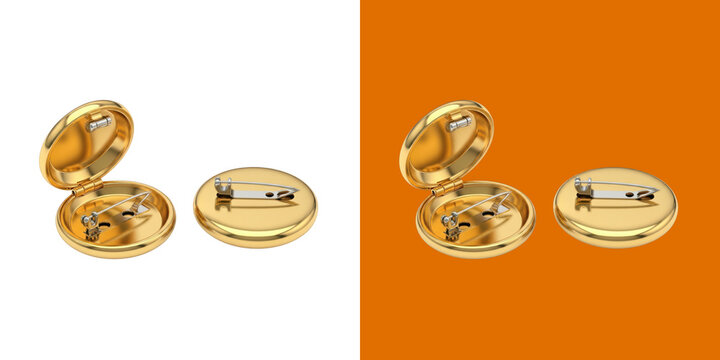 Shiny Gold Metal Round Lapel Pin Badge Mockup Set transparent png